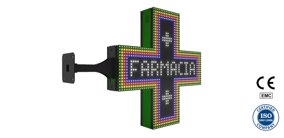 Pre-programmed Multicolor LED Pharmacy cross (80 cm)