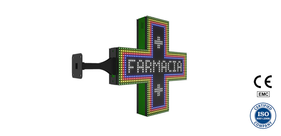 Pre-programmed Multicolor LED Pharmacy cross (60 cm)