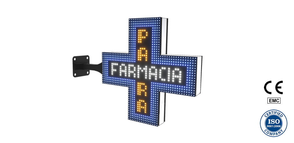 Croce Parafarmacia a LED animata e pre-programmata - 80 cm
