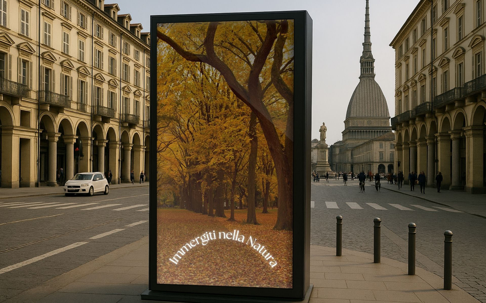 totem in mezzo ad una strada torinese